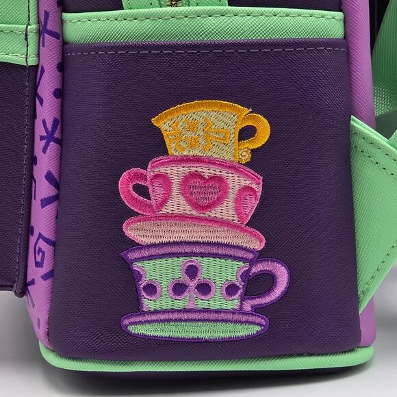 Loungefly Disney Parks Mickey Mouse Mad Tea Party Purple Mini Backpack Bag New - Picture 7 of 7